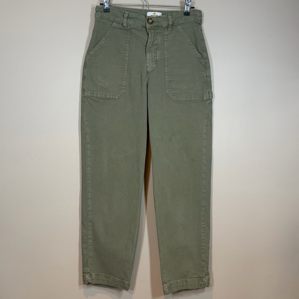 Marine Layer Womens Size 4 Maya Slim Straight Utility Pant Aloe Green Stretch